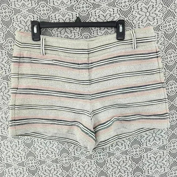 Loft Linen Blend Striped Textured Women's Shorts 10 - Picture 1 of 7
